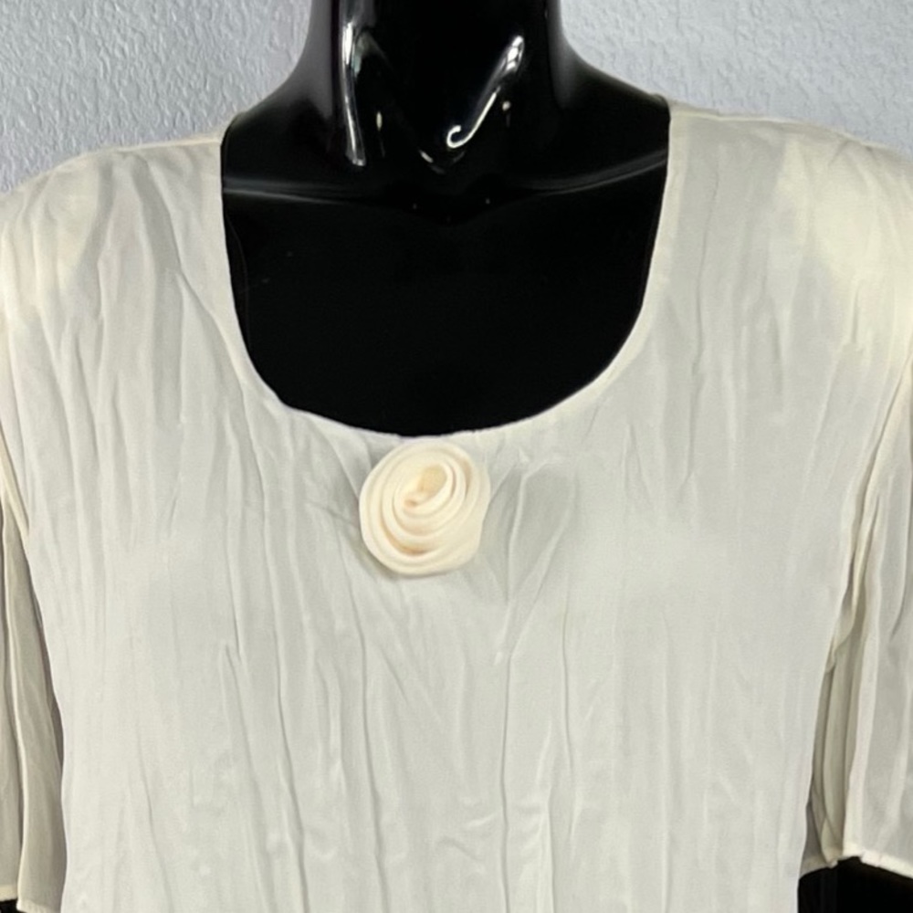 CDC Vintage Caren Desiree Maxi Dress Sz 14 Cream Polyester Floral Embellishment - Picture 2 of 11